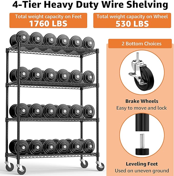 M MZG Industrial Metal 4 Tier Shelving - Image 5