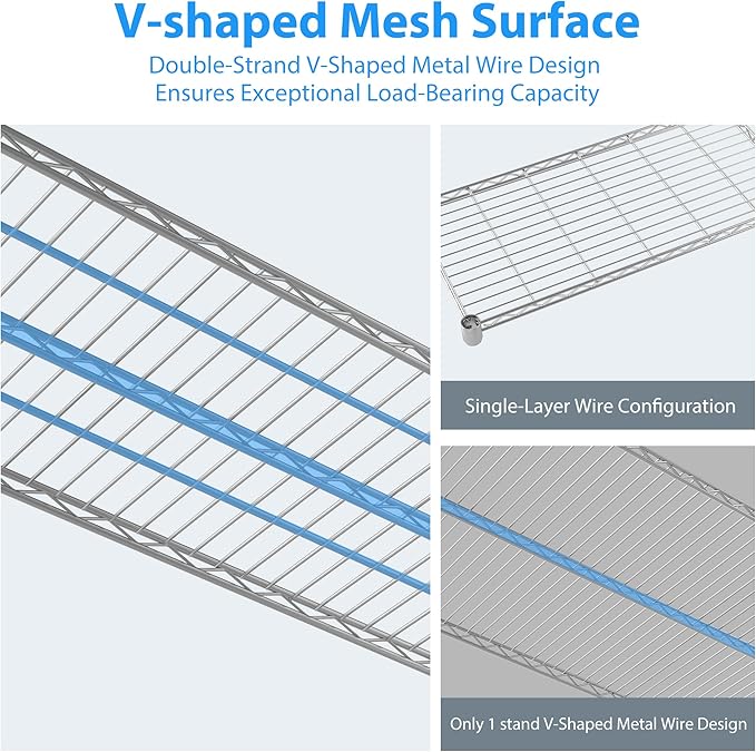 Homdox 4 Tier Heavy Duty Metal Wire Shelving - Image 9