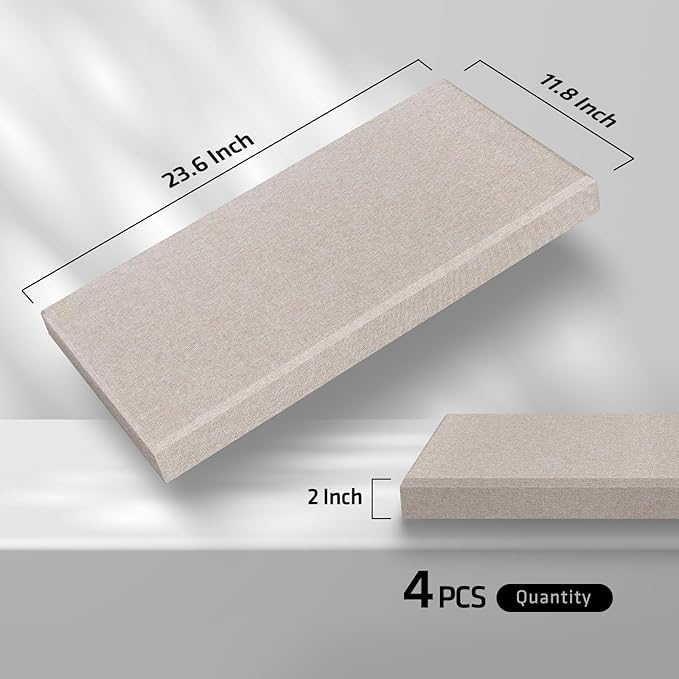 23.62" X 11.81" X 2" Fiberglass Wall Panel, 4 Pack Acoustic Panels, Acoustic - Image 3