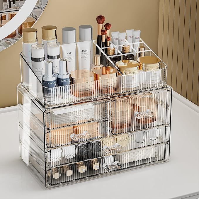 ZHIAI Stackable Storage Drawers, Acrylic Bathroom Counter Organizer Clear - Image 2