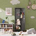 54" H Lockable Metal Storage Lockers with, Steel Locker Cabinet with Metal Hooks and 1 Adjustable Shelf for Home, School,Office, Assembly Required, Black