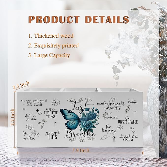 Exqcom Just Breathe Inspirational Pen Pencil Holder, Therapy Office Decor - Image 6