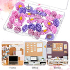 XLIUAX 40Pcs Flower Push Pins, Rose Thumb Tacks Cute Pink Thumbtacks - Image 6