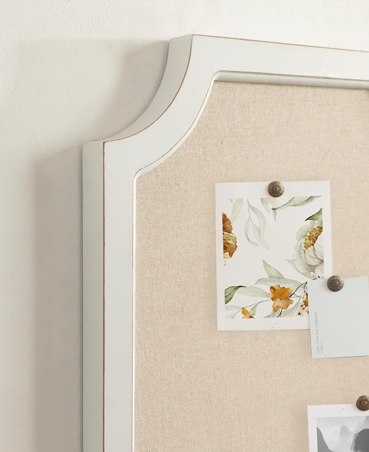 Hogan Framed Scalloped Decorative Wall Pinboard; White; 18 x 30; Rustic Moder...