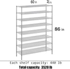 Regal Altair 21" Deep x 60" Wide x 86" Height Wire Shelving Kit | 8-Tier | NSF - Image 3