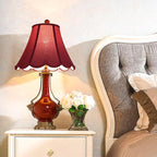 GOSO Set of 1 Elegant Leaf Scalloped Lamp Shade Burgundy, 6×13×9.8 Inch Spider - Image 4