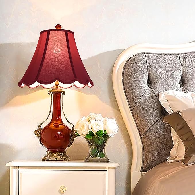 GOSO Set of 1 Elegant Leaf Scalloped Lamp Shade Burgundy, 6×13×9.8 Inch Spider - Image 4