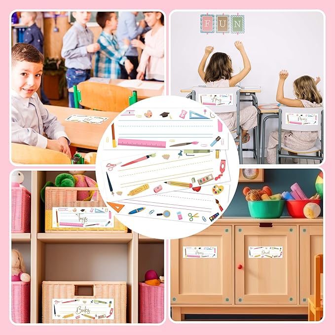 30 Name Tags for Classroom Cubbies, 3x9 in Colorful Name Plates for Desks - Image 4