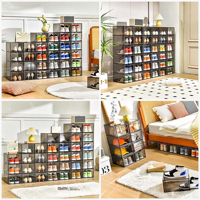 12 Pack Shoe Boxes Shoes Organizer, Shoe Storage Organizer Boxes - Image 4
