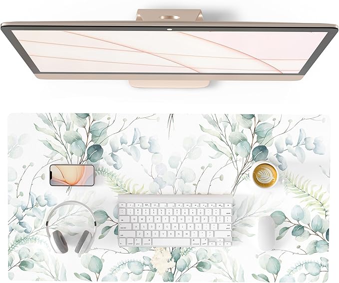 QIYI Large Mouse Pad for Desk, Cute Desk Mat for Desktop, Women Girls Green by QIYI