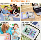 Lanpn Pencil Pouch for 3 Ring Binder 6 Pack, Pastel Binder Pen Bags with Zipper, Aesthetic 3 Holes Pencil Pouches Organizer for Boy Girl Kids School Student, Reinforced Grommets & Clear Window