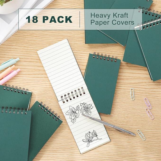 Tenceur 18 Pcs Pocket Notebook Bulk Small 3x5 Inch Spiral Notepads Mini Top - Image 3
