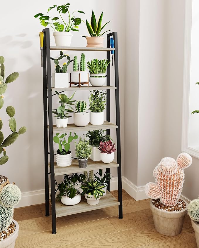 Hzuaneri Ladder Shelf, Bookshelf Bookcase, Freestanding Corner Storage Shelve - Image 4