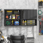 greatmeet locking metal garage wall cabinet with doors shown in use