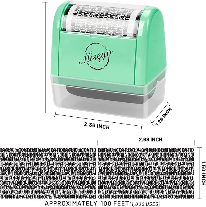 Miseyo Wide Identity Theft Protection Roller Stamp Set - Image 2