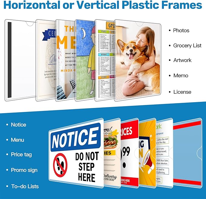Magnetic Sign Holder 11 x 17 Adhesive Frame 5 Pack, Rigid Plastic Document - Image 8