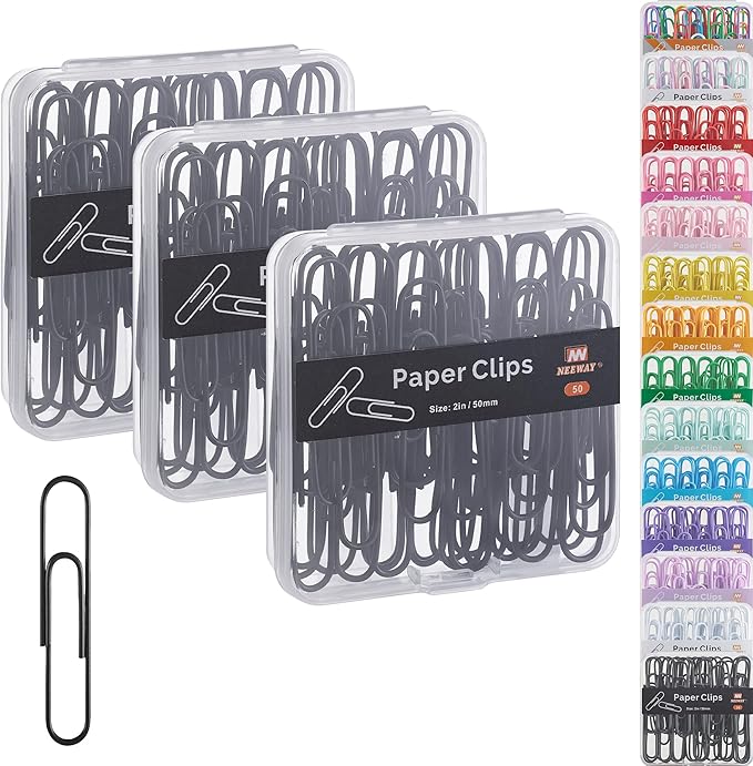 NEEWAY Colorful Large Paper Clips, 2 Inch Jumbo Paper Clips, 3 Pack of 50 by NEEWAY