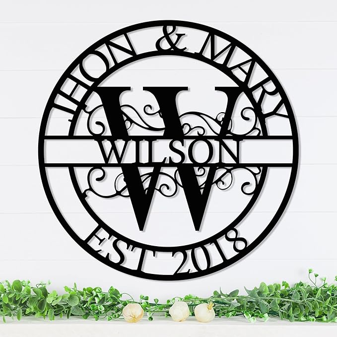 Personalized Metal Name Signs, Split Letter Monogram Wall Decor, Custom Last by Unknown
