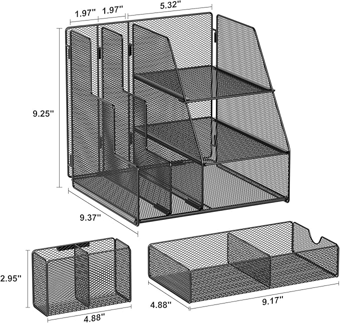 Marbrasse Desk Organizer and Accessories, 3-Tier File Organizer - Image 6
