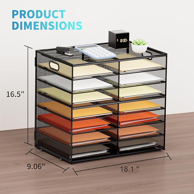 Marbrasse 8 Tier Desktop Literature Organizer, Mesh Paper Organizer Desk - Image 3