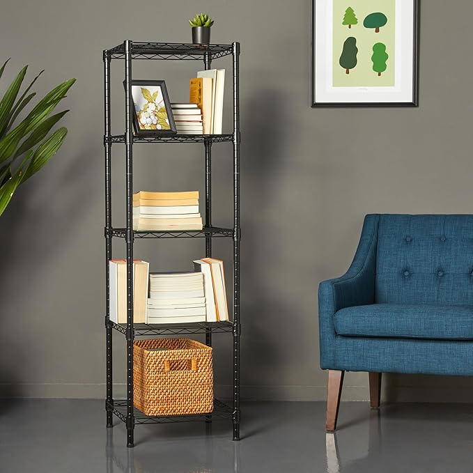 Amazon Basics 5-Shelf Tower Adjustable Storage Shelving Unit, 16 D x 16 W x 54 - Image 2