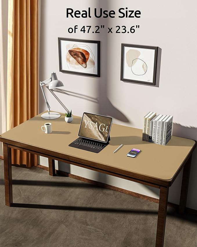 YSAGi Leather Desk Protector, Office Mat, Large Mouse Mat, Non-Slip PU Leather - Image 3