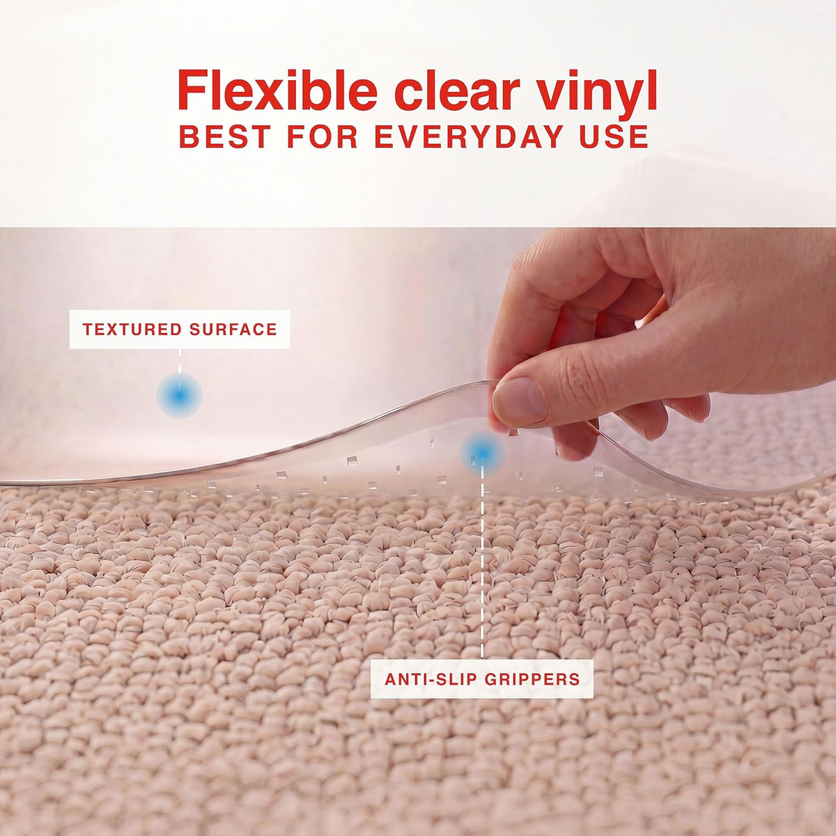 Staples Chair Mat for Medium-Pile Carpet with Lip, Clear, 36" x 48"