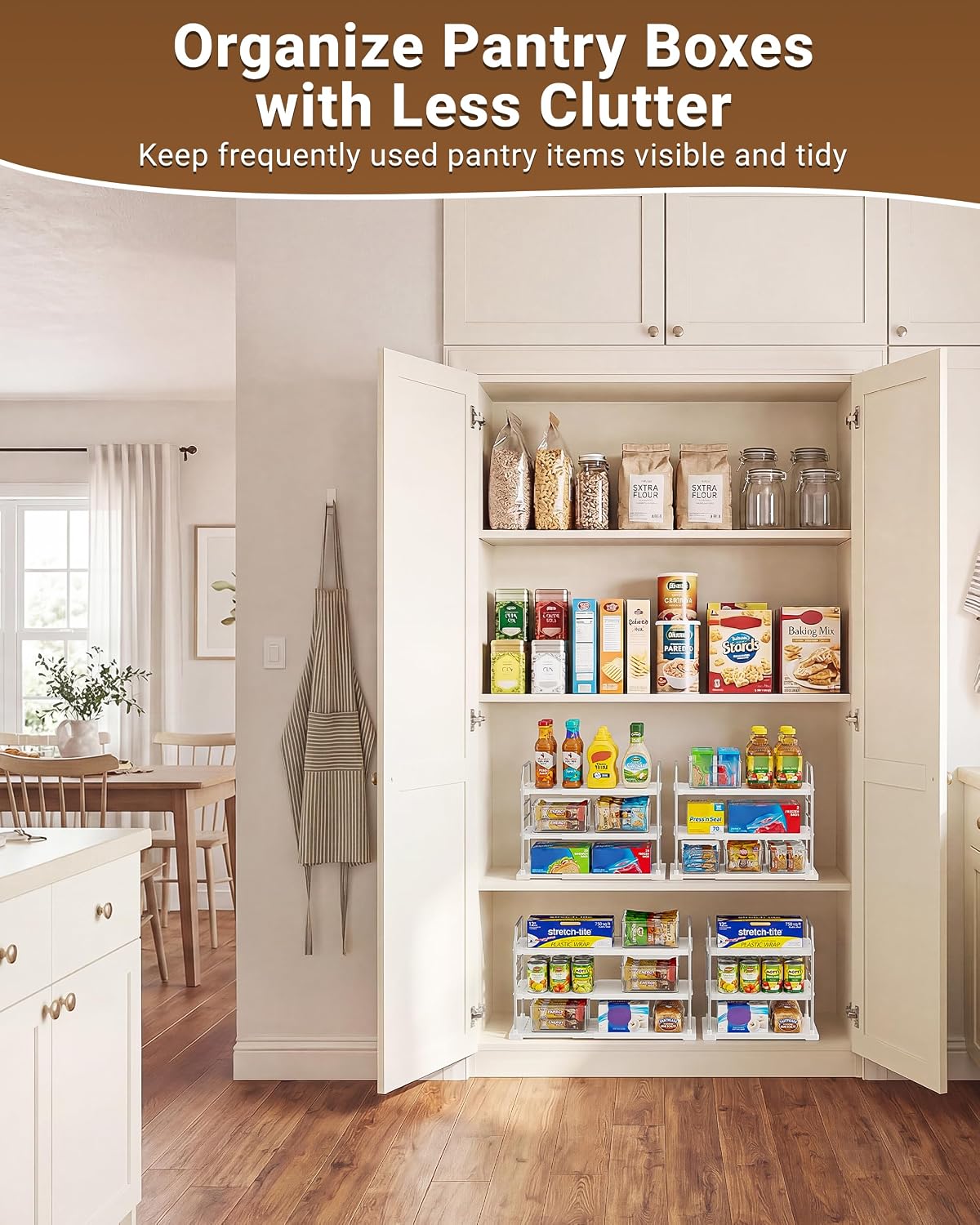EVERIE 3-Tier Cabinet Organizer, 2-Pack Expandable Shelves for Foil & Wrap