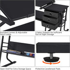 Topeakmart Height Adjustable Drafting Table Art Craft Desk Work Station Hobby Design Studio Tiltable Tabletop Drawing Desk with Stool & Storage Drawers