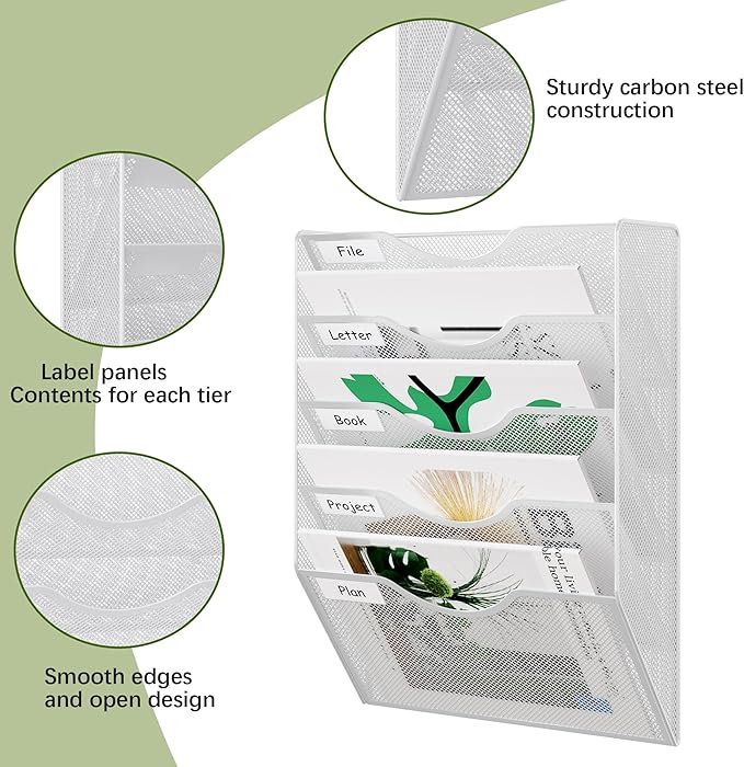 EasyPAG 5 Pocket Mesh Wall File Organizer, Hanging Paper Folder Holder - Image 4