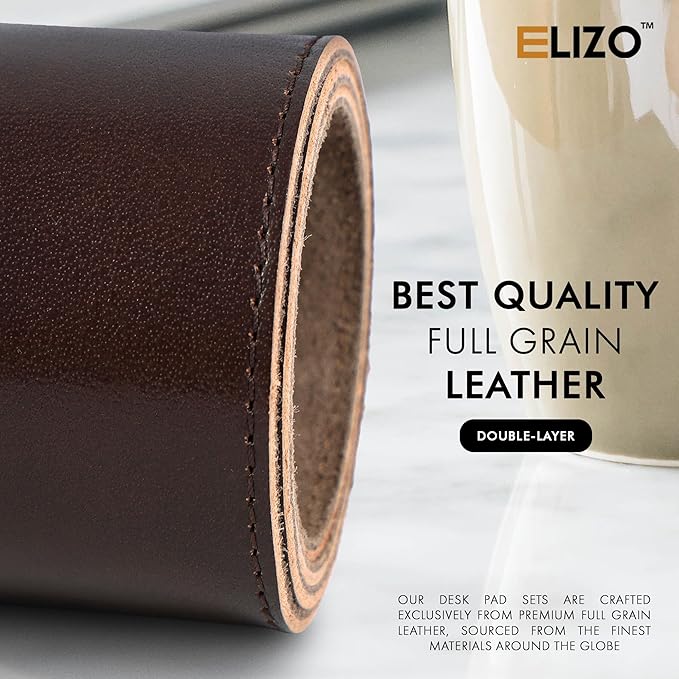 Elizo Leather Desk Mat Desk Pad Blotter Set - Image 3