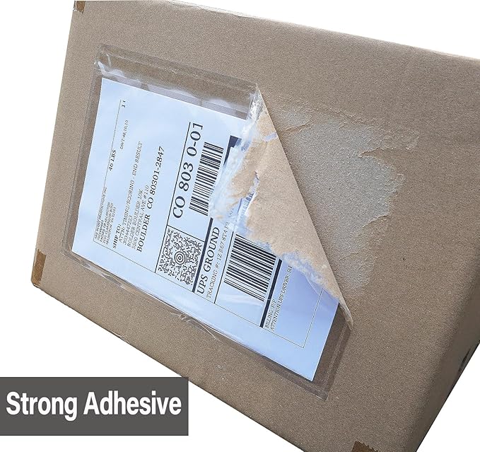 BEUYI Clear 9.5'' x 6.7'' Packing List Envelopes, Adhesive Shipping Label - Image 4