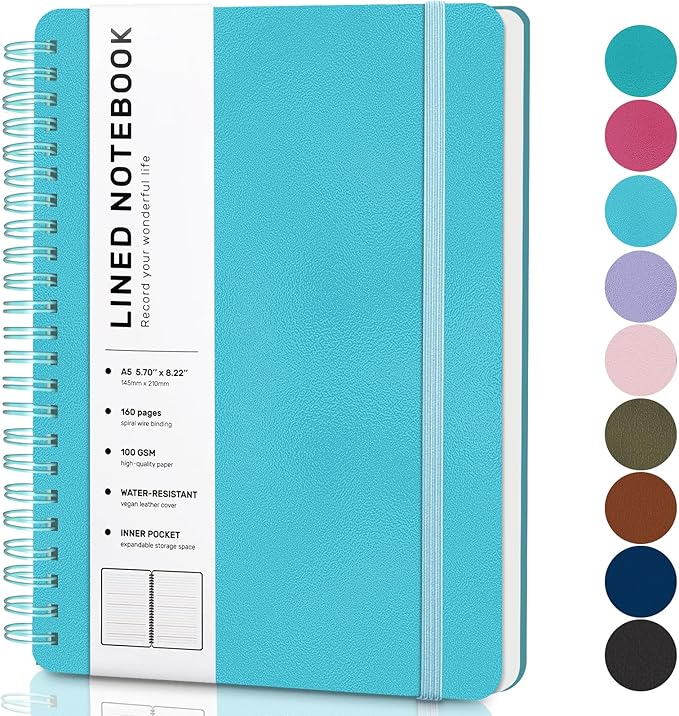 Light Blue Lined Spiral Journal Notebook by ABERLLS