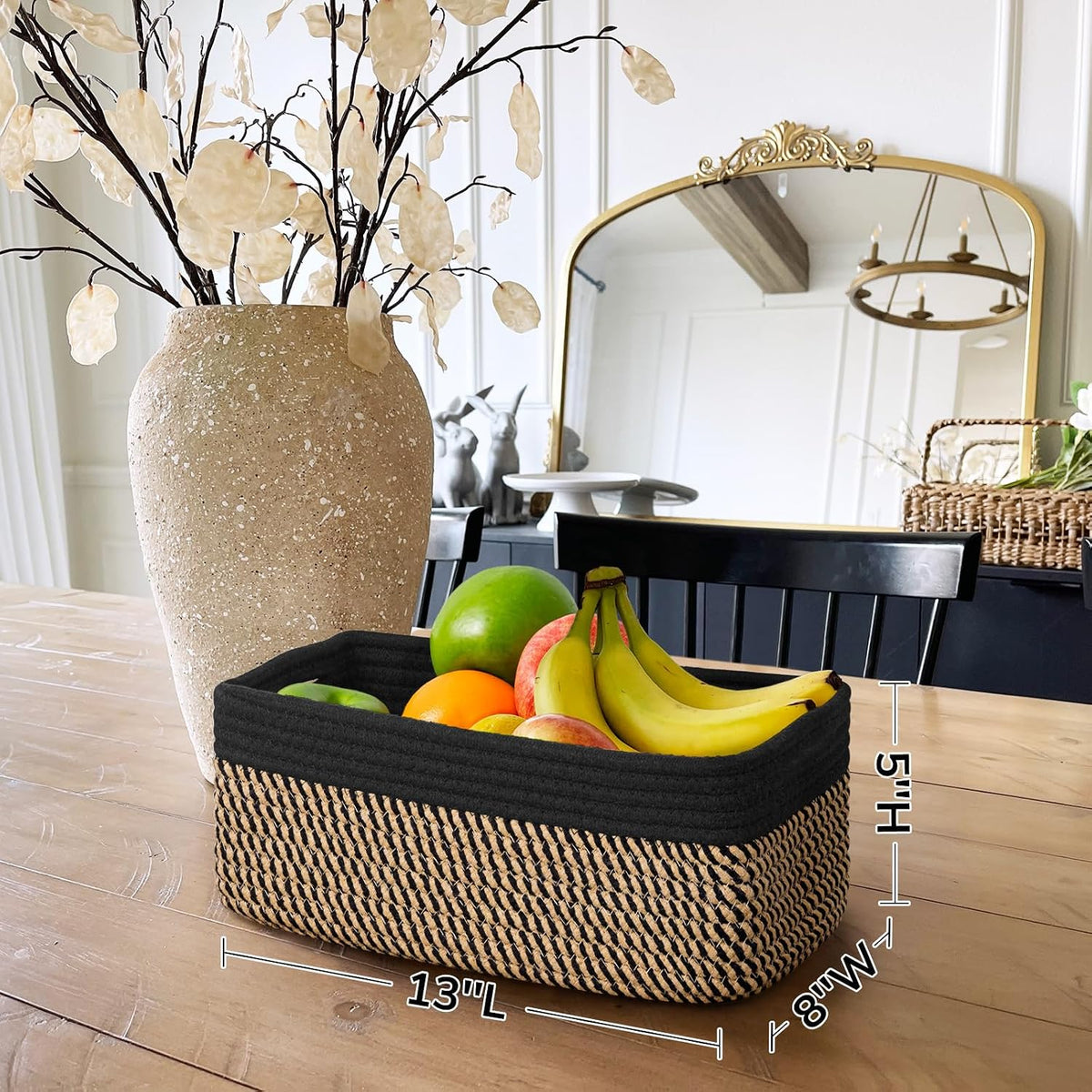 Goodpick 3-Pack Wicker Storage Baskets for Shelves, 13 x 8 x 5 in