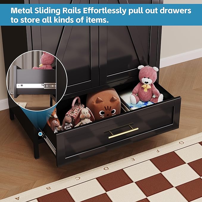SUPEER Metal Wardrobe Cabinet - Image 3