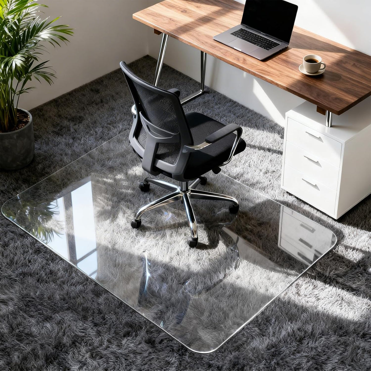 Vicwe Glass Chair Mat for Carpet, 36"x48" Tempered Glass Office Cha...