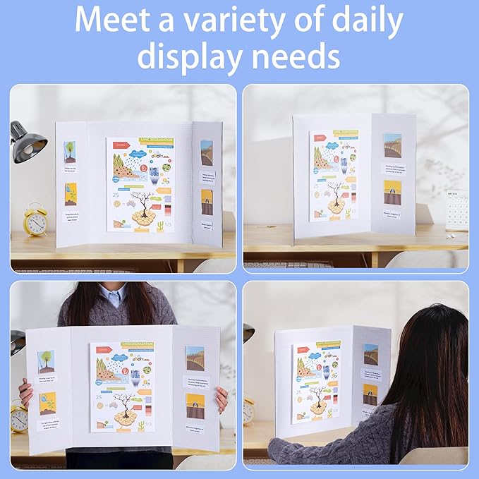 AKONEGE 12 Pack Medium Trifold Poster Board, School Projects, Science Fair - Image 5
