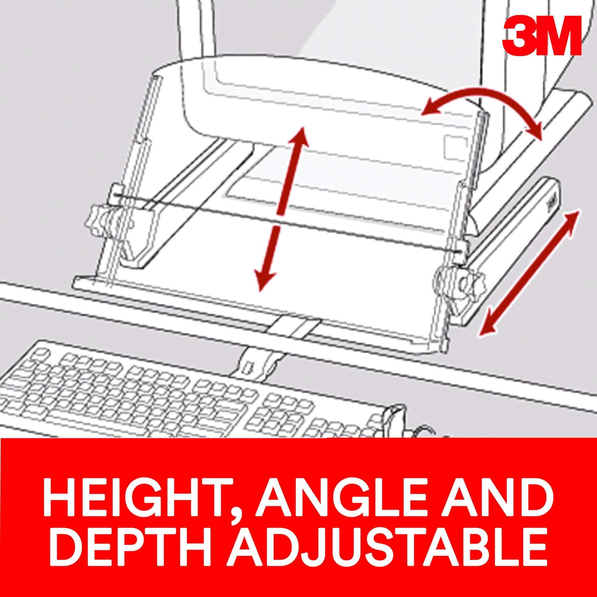 3m adjustable in-line document holder, black, dh640, 1 showing dimensions