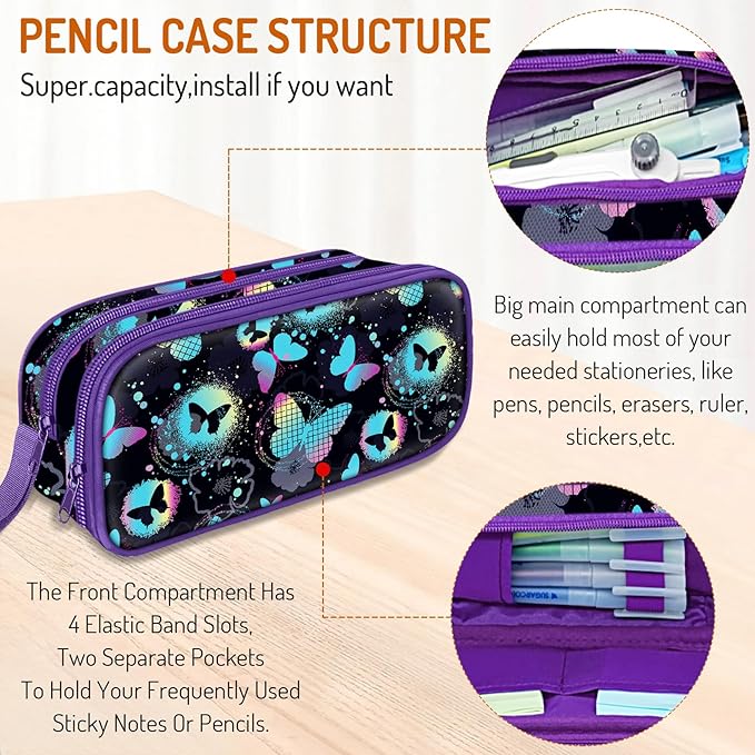Cute Pencil Case for Girls, Large Girls Pencil Pouch for School Supplies - Image 3
