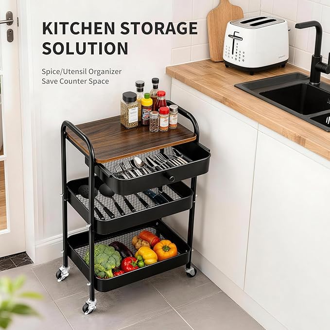 CAMOAT 3-Tier Rolling Storage Cart - Image 4