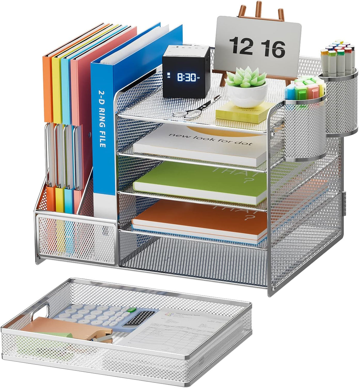 Marbrasse Desk Organizer with File Holder, 5-Tier Paper Letter Tray Organizer...
