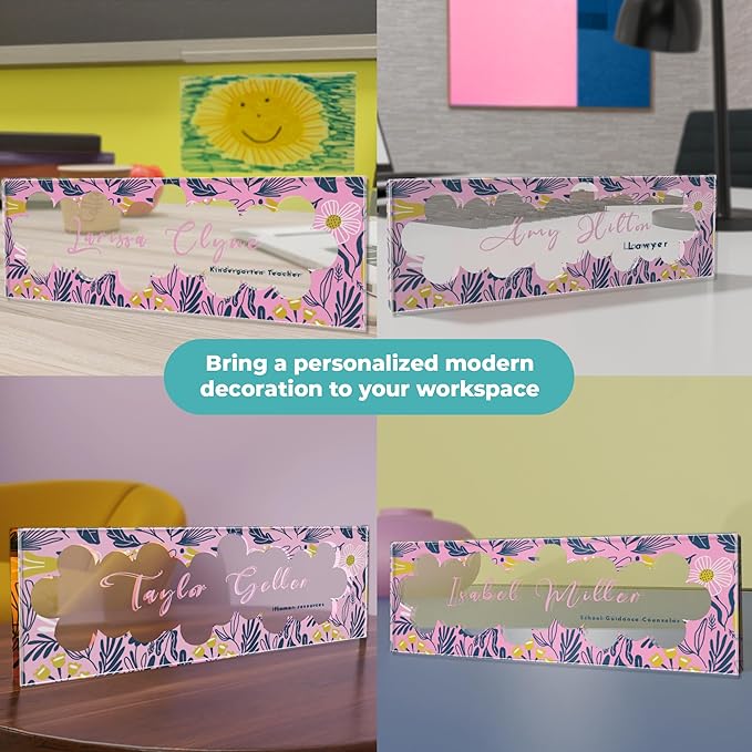 EGD Thick Clear Acrylic Desk Name Plate Personalized I Office Desk Accessories - Image 7