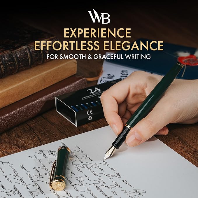 Wordsworth & Black Fountain Pen Set, 18K Gilded Fine Nib, Includes 24 Pack Ink - Image 2