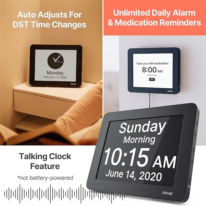 American Lifetime New 2026 Dementia Clock Large Digital Clock - Image 3