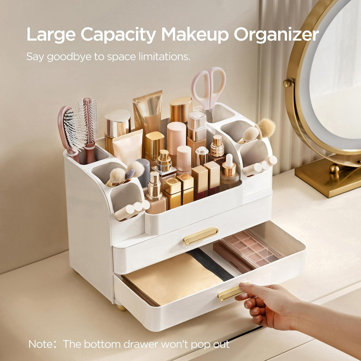 HBlife Makeup Organizer for Vanity with Brush Holder, Large Bathroom Countert...