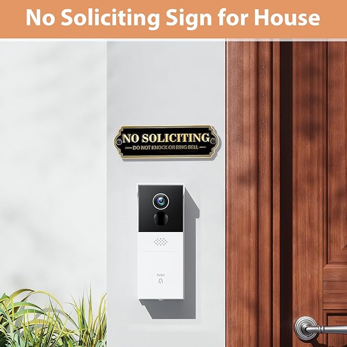 Brass No Soliciting Sign, No Soliciting Sign - Image 6