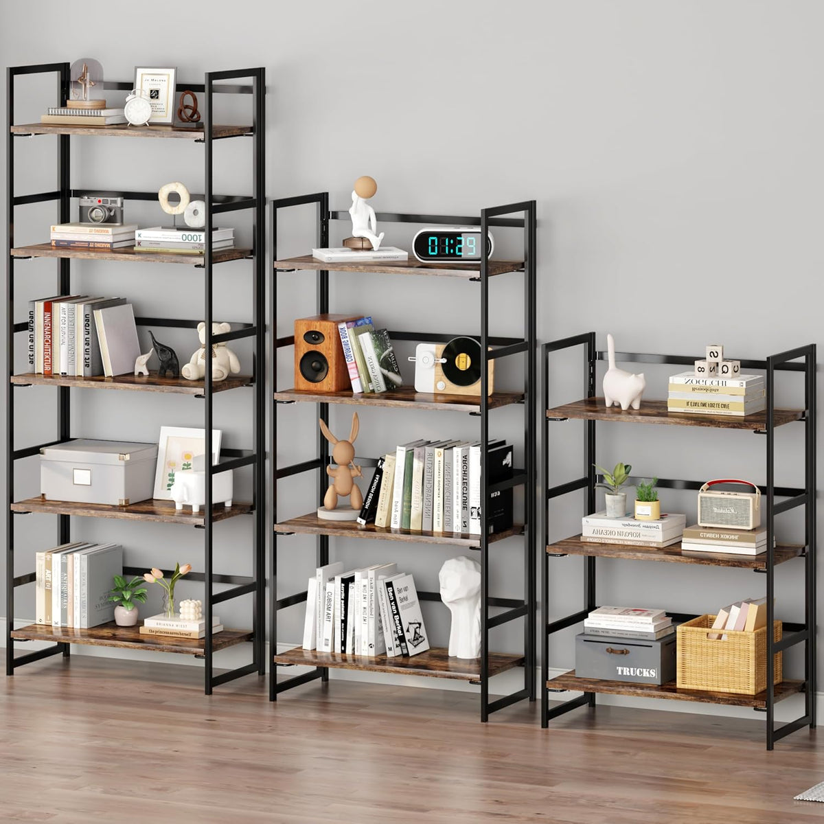 BHG Vintage Multifunctional Folding Bookshelf, No-Assembly Plant Stand Storag...