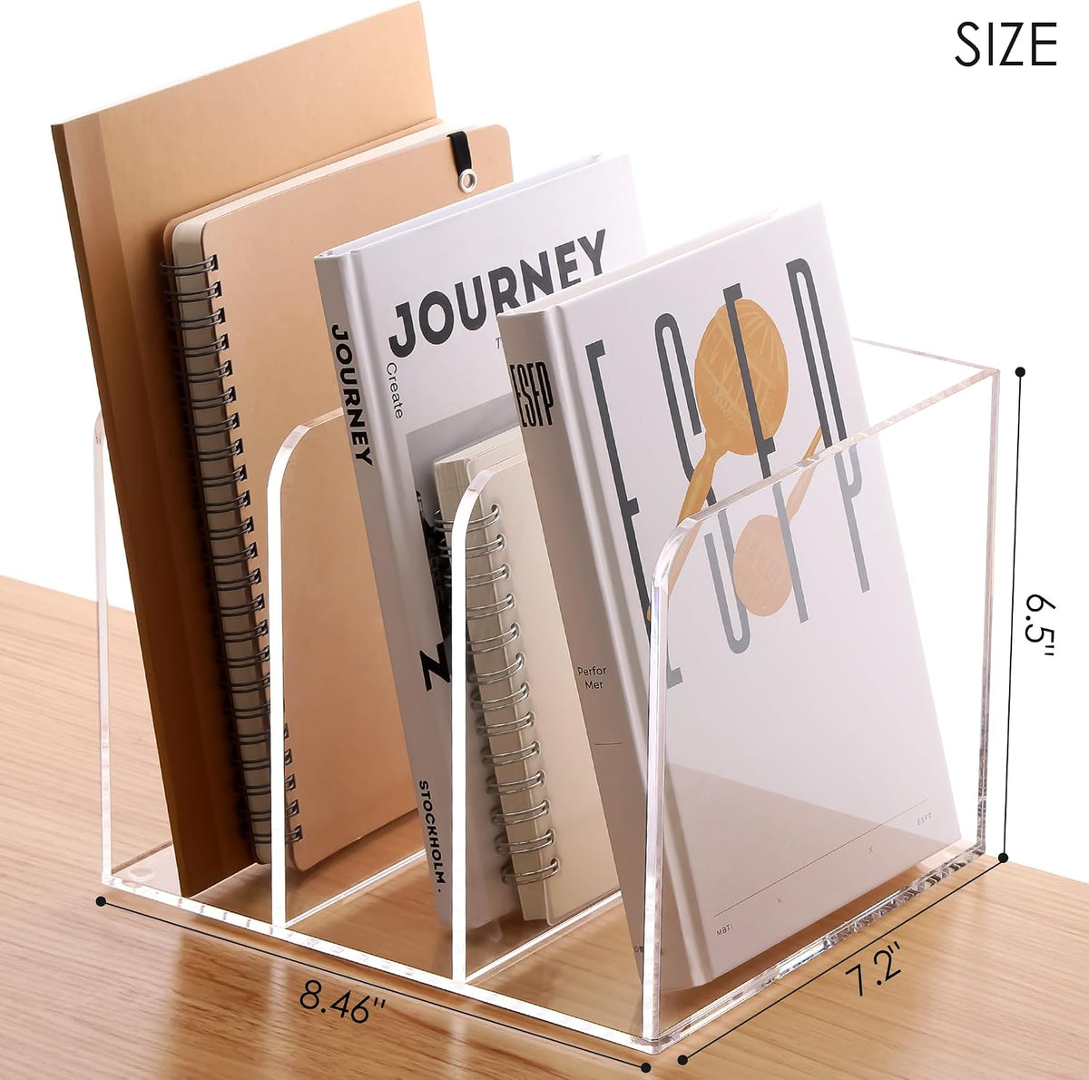 SANRUI Clear Acrylic Vertical Magazine File Organizer with 3-Slot, Clear