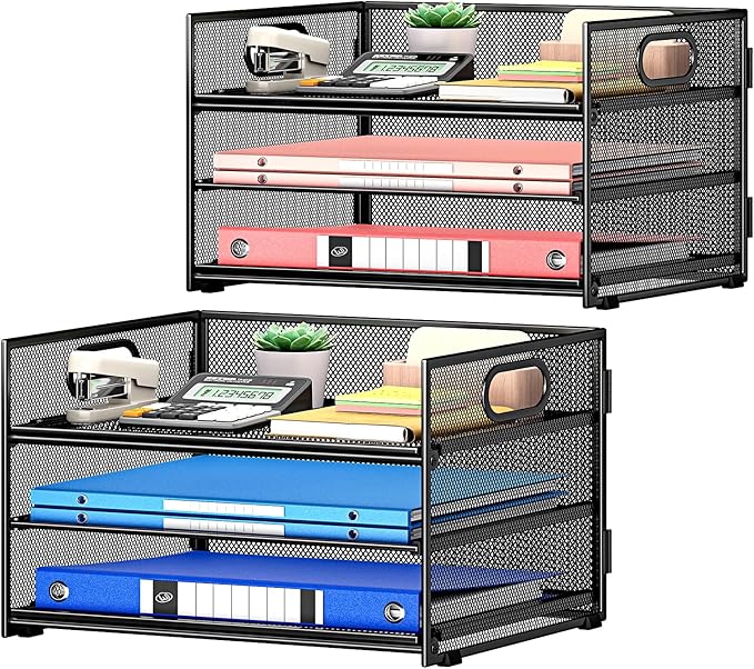 Subekyu 2-Pack 3-Tier Paper Letter Tray Organizer by SUBEKYU