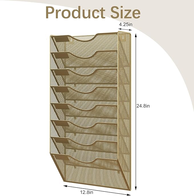 EasyPAG 8 Pocket Mesh Wall File Organizer, Hanging Paper Folder Holder - Image 9